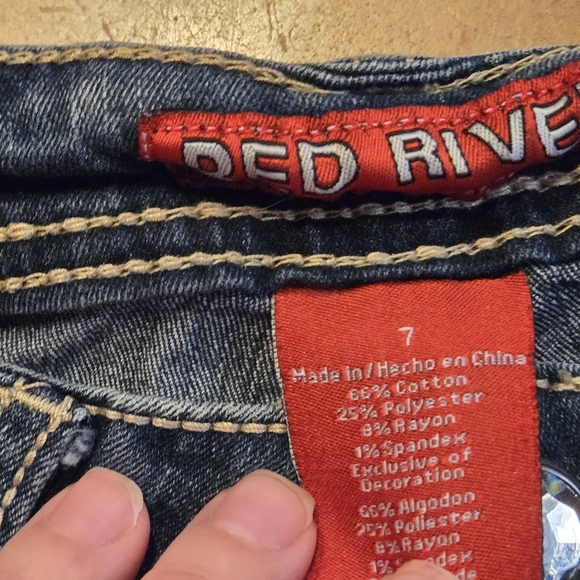 Red Rivet blue denim jean capris distressed juniors size 7 NWOT - Picture 7 of 8